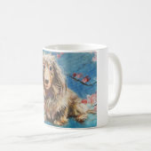 Mug Dachshund de longue date en fleurs de cerisiers (Devant droit)