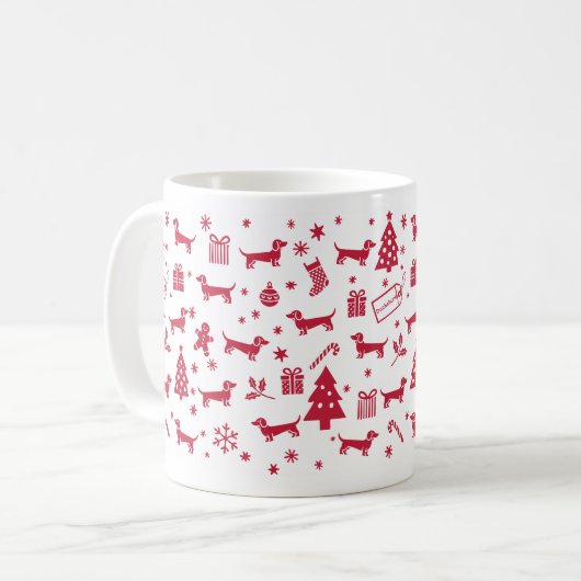 Mug Dachshund Design de Noël (Devant gauche)