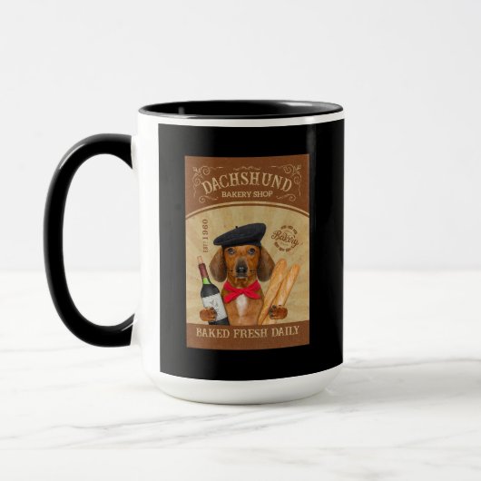 Mug Dachshund Dog Bakery Shop Funny Dachshund Français (Gauche)