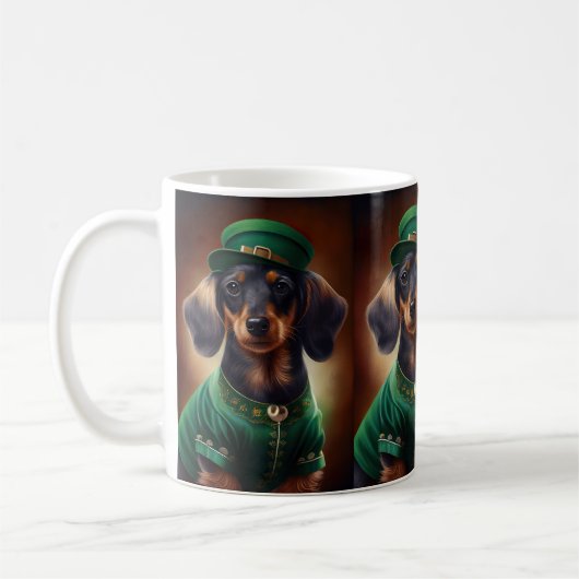 Mug Dachshund Dog en tenue de la Saint Patrick (Gauche)