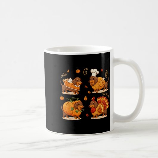 Mug Dachshund Dog Pumpkin E Turkey Thanksgiving Men Wo (Droite)