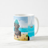 Mug Dachshund Dog sur la plage (Devant droit)