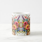 Mug Dachshund en panier avec fleurs (Centre)