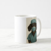 Mug Dachshund en tenue de bloc (Devant droit)