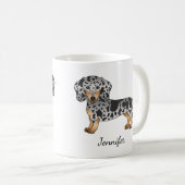 Mug Dachshund Et Nom De Cheveux Courte Noir Et Tan (Devant droit)