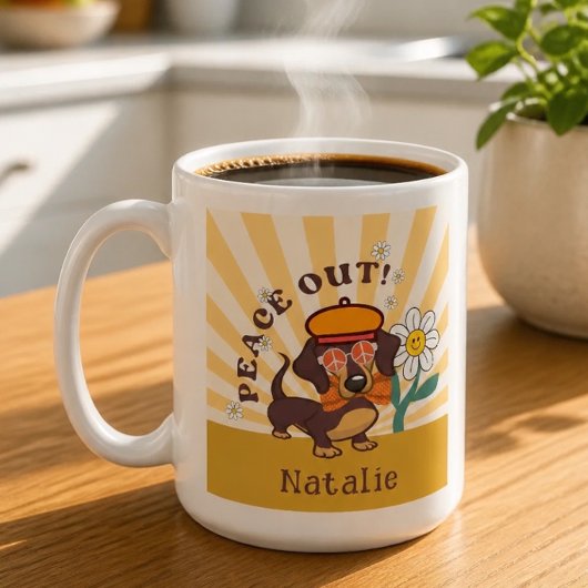 Mug Dachshund Groovy | Paix à toi