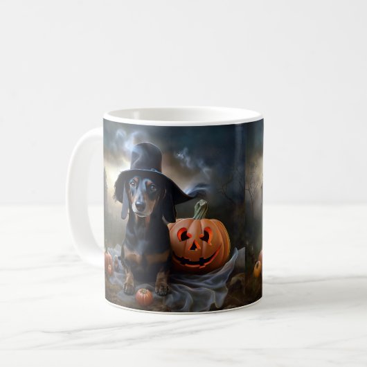 Mug Dachshund Halloween effroi (Devant gauche)