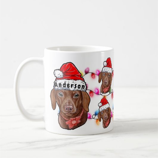 Mug Dachshund Head Santa Hat Chien (Gauche)