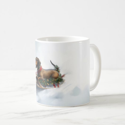 Mug Dachshund hiver neige de Noël (Devant droit)