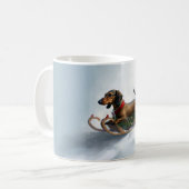 Mug Dachshund hiver neige de Noël (Devant gauche)