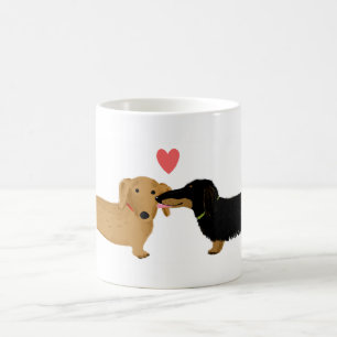 Mug Dachshund Kiss avec des chiens Wiener de coeur en