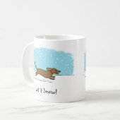 Mug Dachshund Laisser neiger - Joyeux Wiener Dog Holid (Devant gauche)