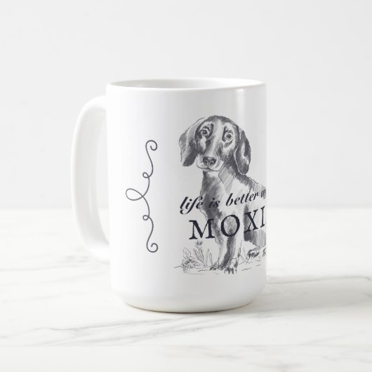 Mug Dachshund Life Is Better With Custom Dog Nom (Devant gauche)