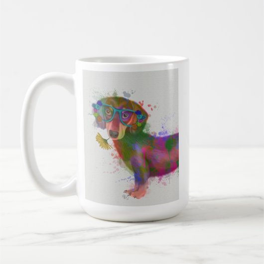 Mug Dachshund & Lunettes Rainbow Splash (Gauche)