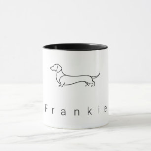 Mug Dachshund minimaliste Nom personnalisé    Moderne 