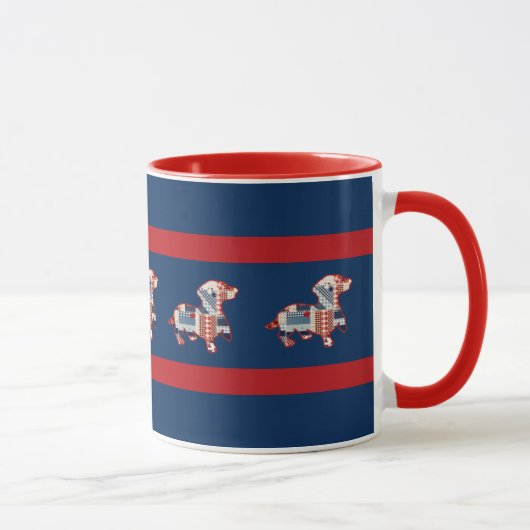 Mug Dachshund Mug, Patriotique Couché (Droite)