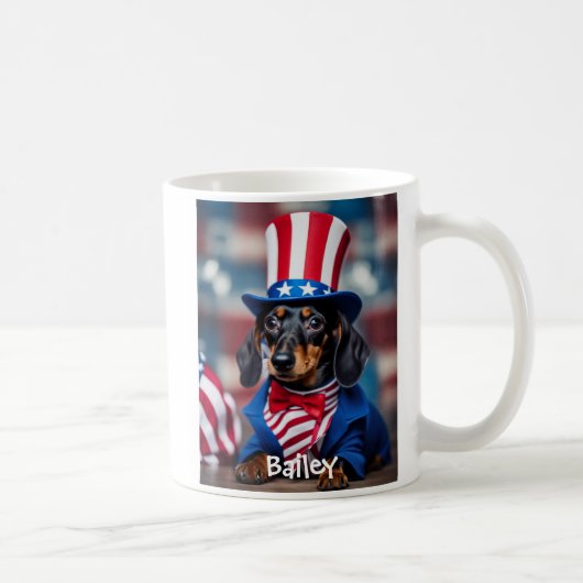 Mug Dachshund Mug, patriotique personnalisé (Droite)
