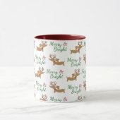Mug Dachshund Noël Joyeux et brillant chien Wiener (Centre)