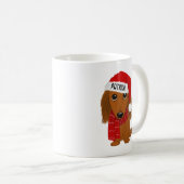 Mug Dachshund Père Noël Cute Dog Nom Personnalisé (Devant droit)