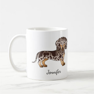 Mug Dachshund poil court chocolat et panaché tanné & N
