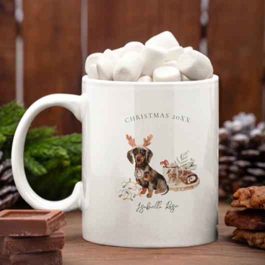 Mug Dachshund Renne | Noël Monogramme