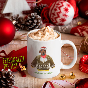 Mug Dachshund rouge en tenue de Noël laide