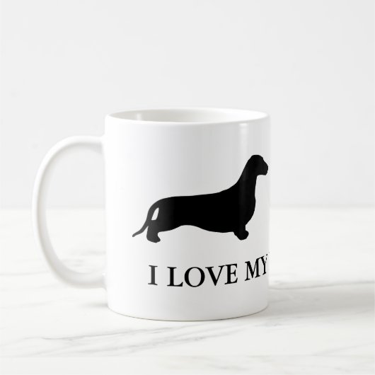 Mug Dachshund silhouette noire + vos idées (Gauche)