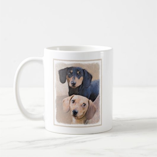 Mug Dachshund (Smooth) Peinture - Art Chien original (Gauche)