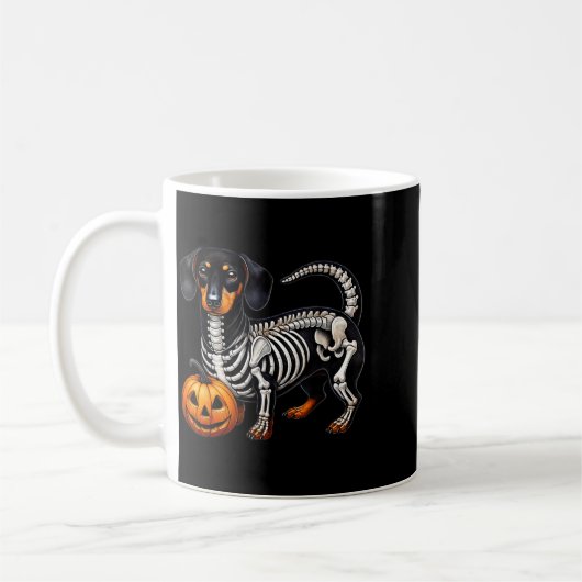 Mug Dachshund squelette Jack O Lantern Drôle de chien (Gauche)