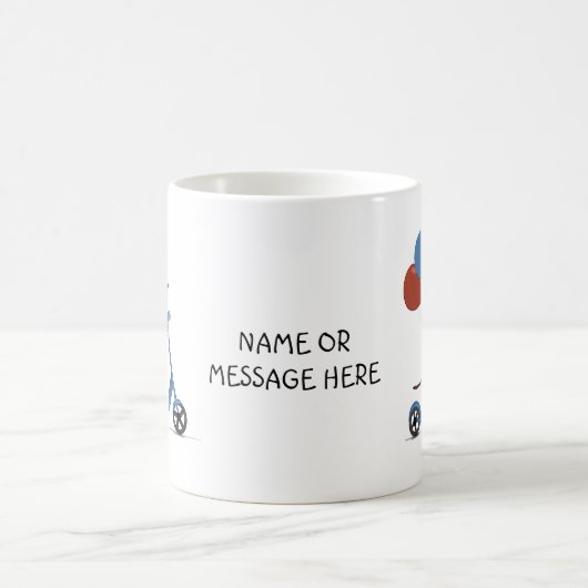 Mug Dachshund sur scooter avec ballons (Centre)