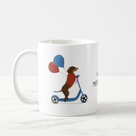 Mug Dachshund sur scooter avec ballons (Gauche)