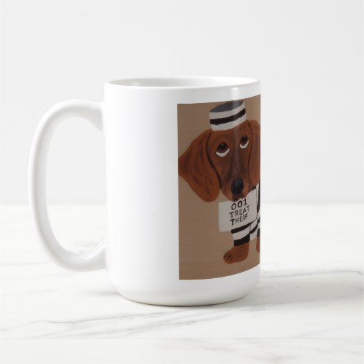 Mug Dachshund Treat Thief Jailbird (Gauche)