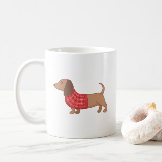 Mug Dachshund Wiener Dog dans un pull (Avec donut)