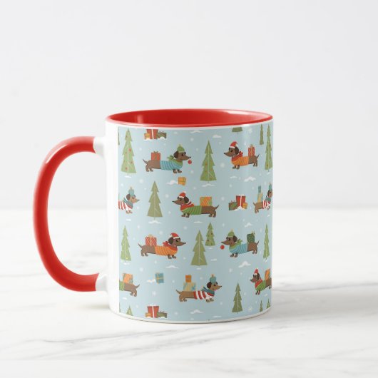 Mug Dachshunds festifs dans le Motif de neige (Gauche)