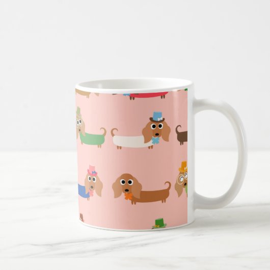 Mug Dachshunds sur rose (Droite)
