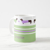 Mug Dachshunts extra longs - Mint Green et Lavender (Devant gauche)