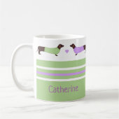 Mug Dachshunts extra longs - Mint Green et Lavender (Gauche)