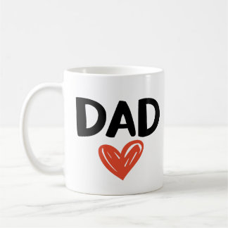 Mug DAD avec dessin de Doodle Coeur tiré à la main