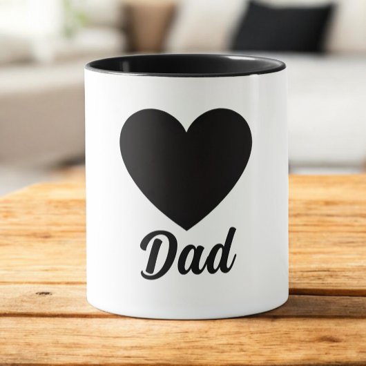 Mug Dad - Classic Black Heart Typography