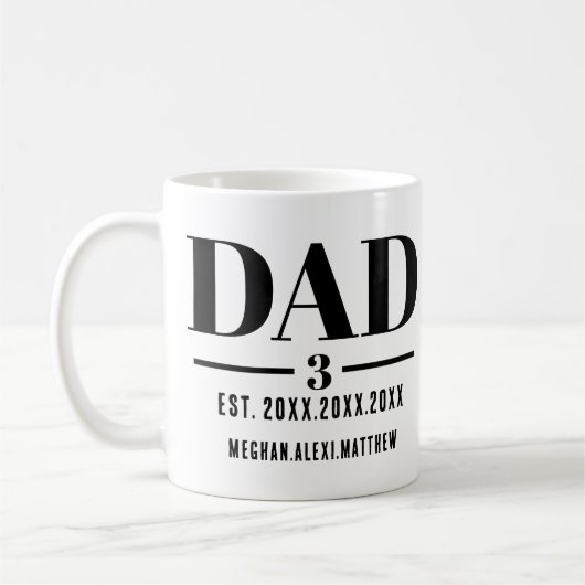 Mug Dad Est. Year Name Number Bold Font (Gauche)