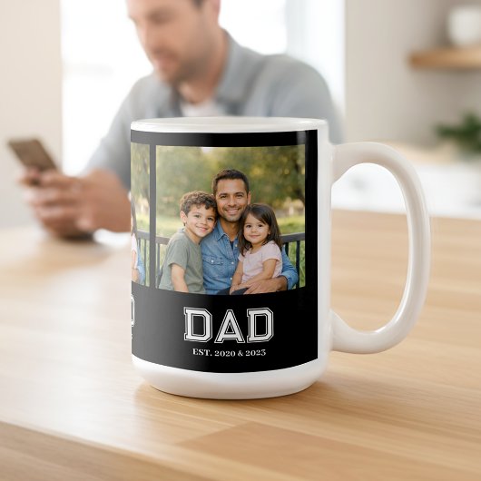 Mug Dad Established Black Photo Modern Typography Gift
