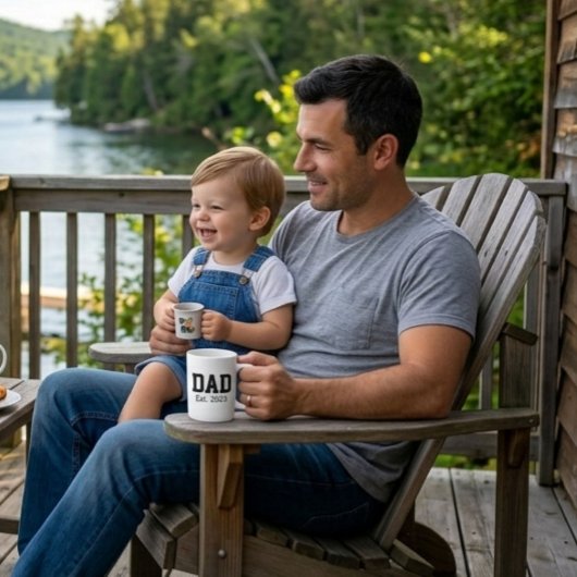 Mug Dad Established Bold Black Text White