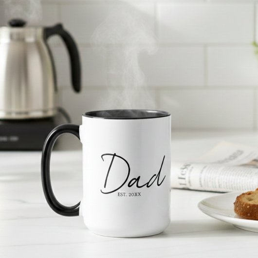 Mug Dad Established Minimal Modern Script Black