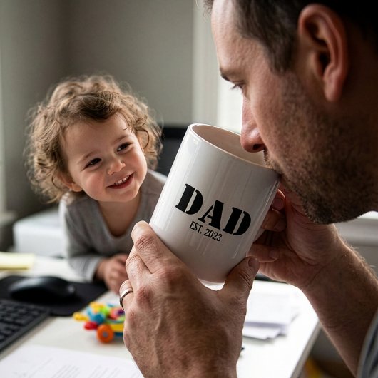 Mug Dad Established Simple Bold Black Font