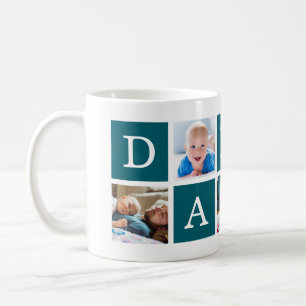 Mug Daddy Minimal Color Block Photo Collage Bleu