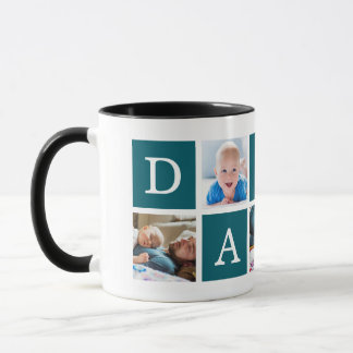 Mug Daddy Minimal Color Block Photo Collage Bleu