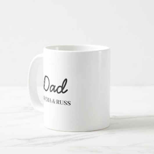 Mug Daddy Modern Father’s Day Kids Names Script (Devant gauche)