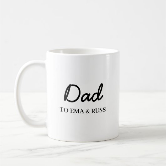 Mug Daddy Modern Father’s Day Kids Names Script (Gauche)