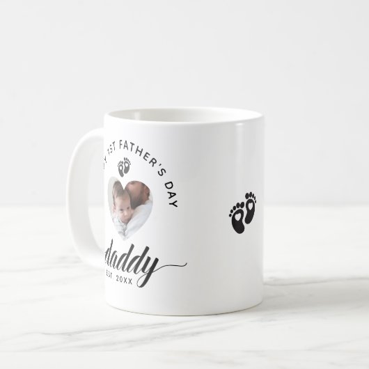 Mug Daddy Script Happy First Fête des pères Heart Phot (Devant gauche)