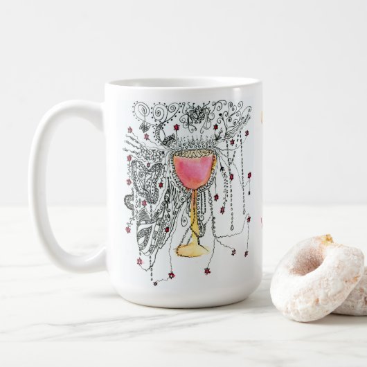 Mug Daf Yomi Team Yalta Feu d'artifice dans Goblet Art (Avec donut)